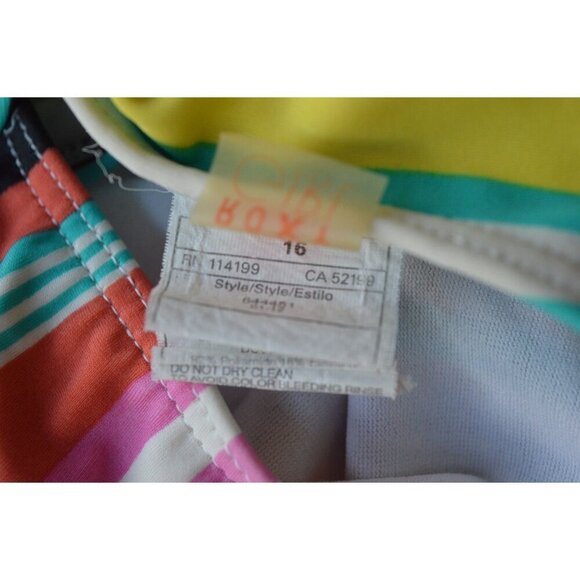 Roxy Girls Striped Open Back One Piece Swimsuit Size 16 - Picture 3 of 7